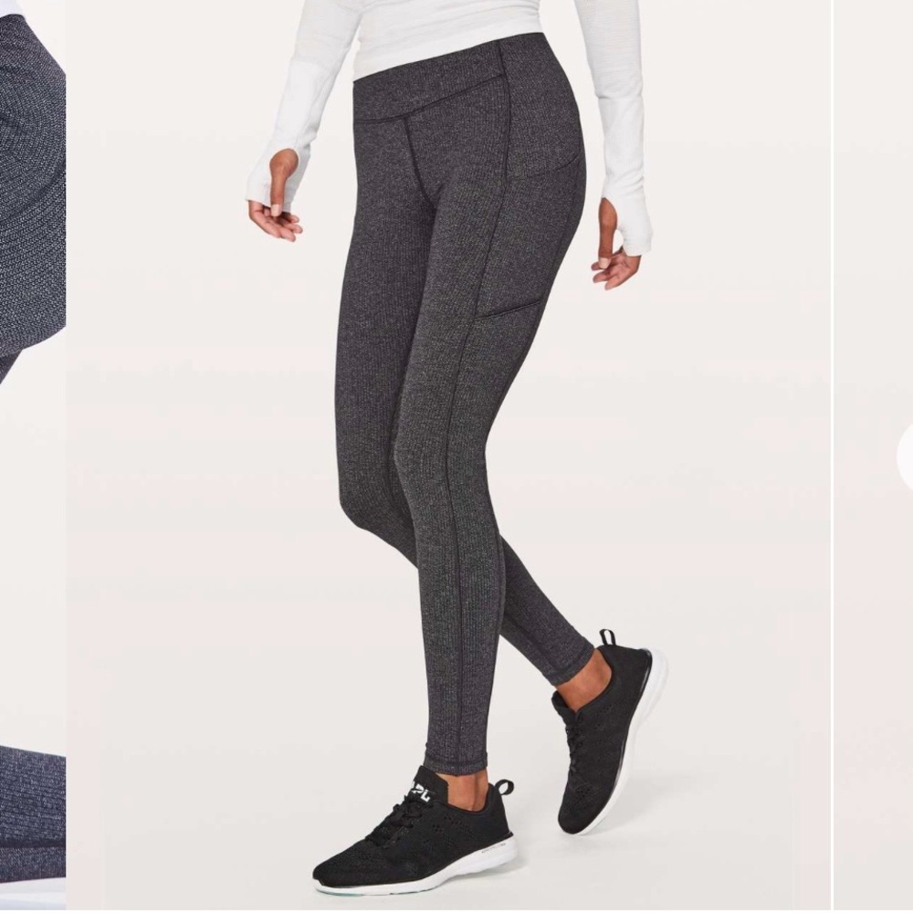 Lululemon Speed Up Leggings *28" Luxtreme Variegated Knit Black Heathered,size 4